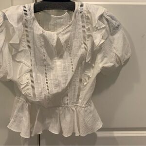 Elegant White Ruffled Women's Top